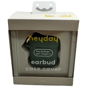 heyday Case For AirPods Gen 1 & Gen 2 Green Silicone Case w/ Clip, Evergreen NEW